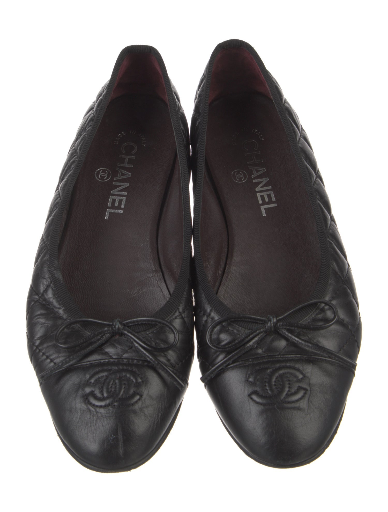 Chanel Interlocking CC Logo Calfskin Ballet Flats